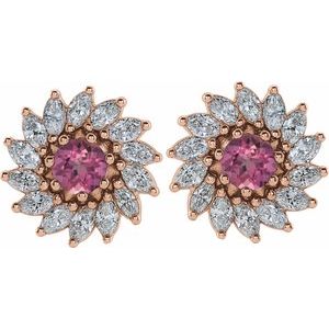 Round 7-Prong Halo-Style Earrings