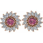 Round 7-Prong Halo-Style Earrings