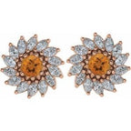 Round 7-Prong Halo-Style Earrings