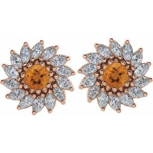Round 7-Prong Halo-Style Earrings