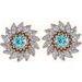Round 7-Prong Halo-Style Earrings