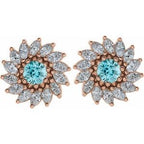 Round 7-Prong Halo-Style Earrings
