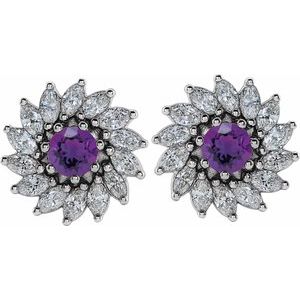 Round 7-Prong Halo-Style Earrings