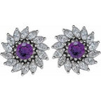 Round 7-Prong Halo-Style Earrings