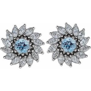 Round 7-Prong Halo-Style Earrings
