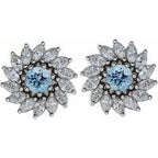 Round 7-Prong Halo-Style Earrings