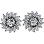 Round 7-Prong Halo-Style Earrings
