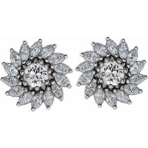 Round 7-Prong Halo-Style Earrings