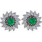 Round 7-Prong Halo-Style Earrings
