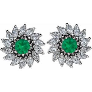 Round 7-Prong Halo-Style Earrings