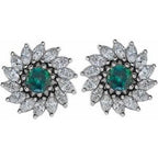 Round 7-Prong Halo-Style Earrings