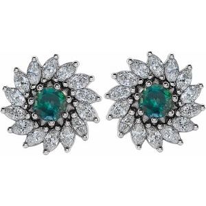 Round 7-Prong Halo-Style Earrings