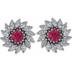 Round 7-Prong Halo-Style Earrings