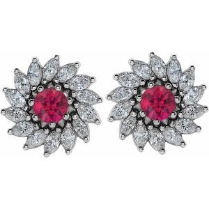 Round 7-Prong Halo-Style Earrings