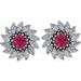 Round 7-Prong Halo-Style Earrings