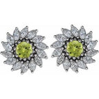Round 7-Prong Halo-Style Earrings