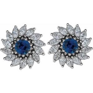 Round 7-Prong Halo-Style Earrings
