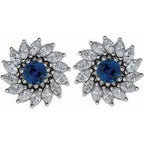 Round 7-Prong Halo-Style Earrings