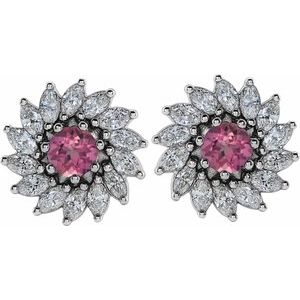 Round 7-Prong Halo-Style Earrings