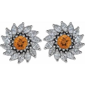 Round 7-Prong Halo-Style Earrings