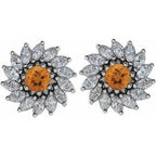 Round 7-Prong Halo-Style Earrings