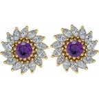Round 7-Prong Halo-Style Earrings