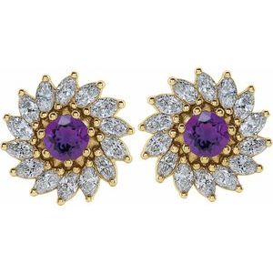 Round 7-Prong Halo-Style Earrings