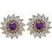 Round 7-Prong Halo-Style Earrings