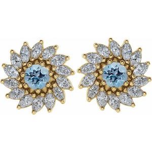 Round 7-Prong Halo-Style Earrings