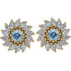 Round 7-Prong Halo-Style Earrings