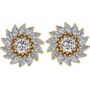 Round 7-Prong Halo-Style Earrings