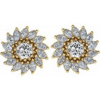 Round 7-Prong Halo-Style Earrings