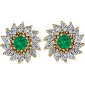 Round 7-Prong Halo-Style Earrings