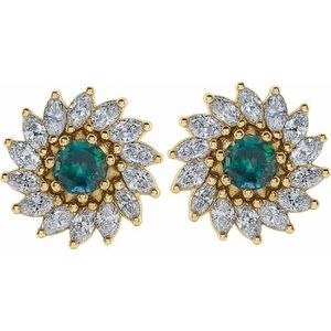 Round 7-Prong Halo-Style Earrings