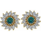 Round 7-Prong Halo-Style Earrings