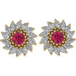Round 7-Prong Halo-Style Earrings