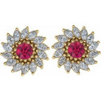 Round 7-Prong Halo-Style Earrings