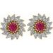 Round 7-Prong Halo-Style Earrings