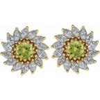 Round 7-Prong Halo-Style Earrings