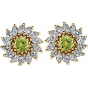 Round 7-Prong Halo-Style Earrings