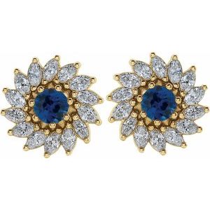 Round 7-Prong Halo-Style Earrings