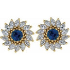 Round 7-Prong Halo-Style Earrings