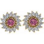 Round 7-Prong Halo-Style Earrings