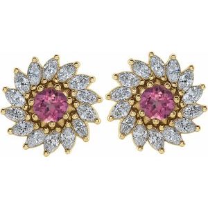 Round 7-Prong Halo-Style Earrings