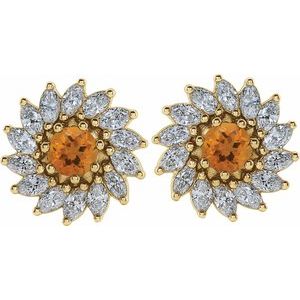 Round 7-Prong Halo-Style Earrings
