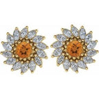 Round 7-Prong Halo-Style Earrings