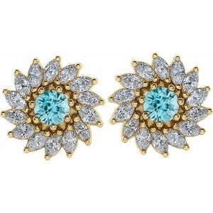 Round 7-Prong Halo-Style Earrings
