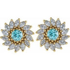 Round 7-Prong Halo-Style Earrings