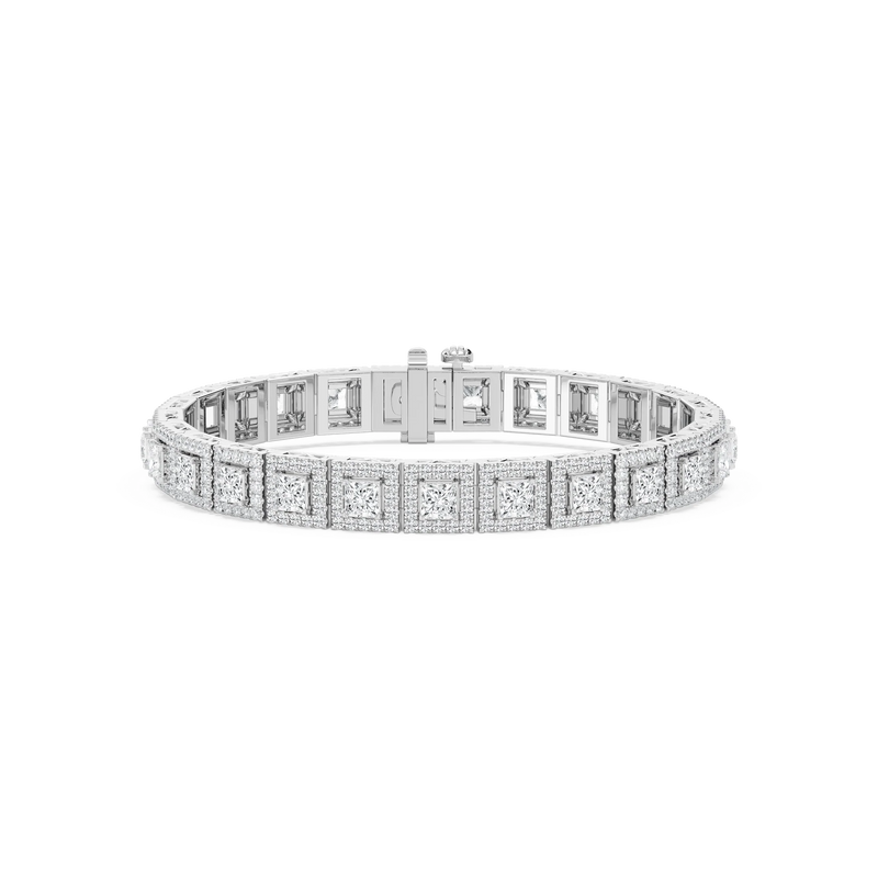 9 ⅞ ctw Round and Princess LGD Halo Tennis Bracelet - 7 Inches