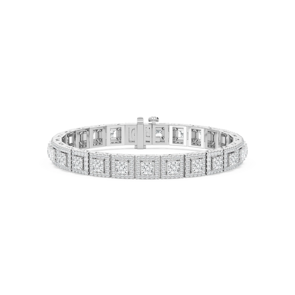 9 ⅞ ctw Round and Princess LGD Halo Tennis Bracelet - 7 Inches